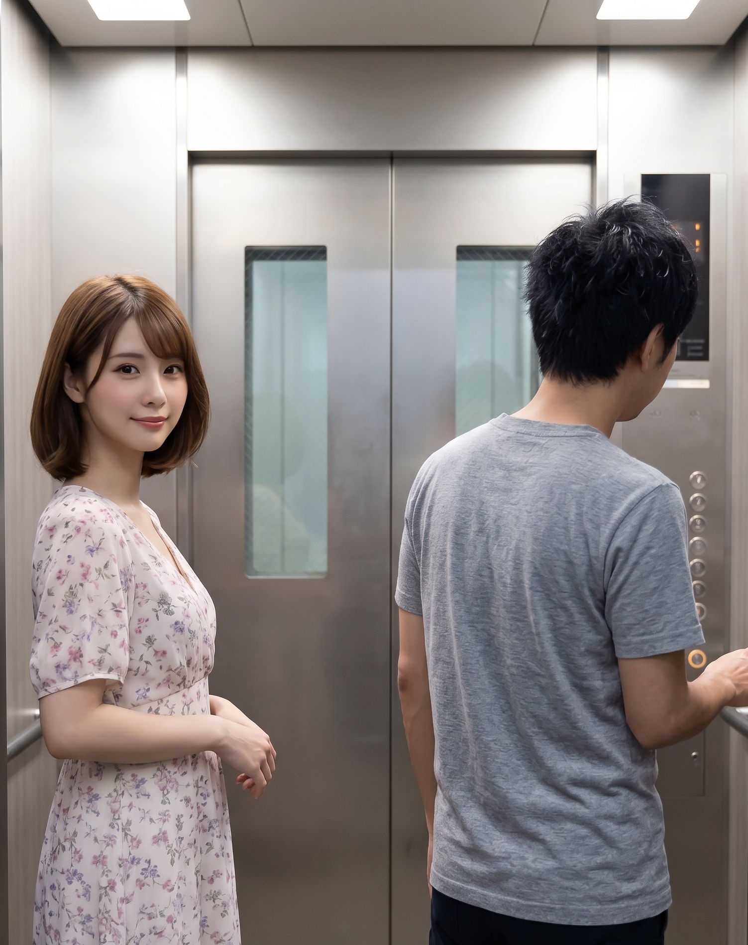 エレベーターに二人きり